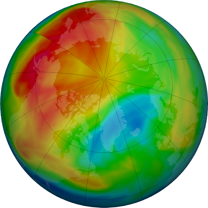 Arctic ozone map for 08 January 2024